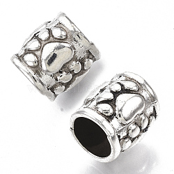 Tibetan Style Alloy European Beads, Large Hole Beads, Cadmium Free & Lead Free, Column with Paw, Antique Silver, 9x9.5mm, Hole: 6mm(X-TIBE-R317-040AS-LF)