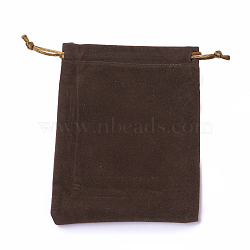 Velvet Packing Pouches, Drawstring Bags, Coffee, 15~15.2x12~12.2cm(TP-I002-12x15-04)