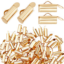 100Pcs 304 Stainless Steel Slide On End Clasp Tubes, Slider End Caps, Real 18K Gold Plated, 10.5x5.5x4mm, Hole: 3.5x1.5mm, Inner Diameter: 3mm(STAS-BBC0001-81)