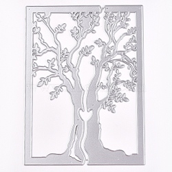 Frame Metal Cutting Dies Stencils, for DIY Scrapbooking/Photo Album, Decorative Embossing DIY Paper Card, Rectangle with Tree, Matte Platinum Color, 150x111x0.8mm(DIY-I023-05)