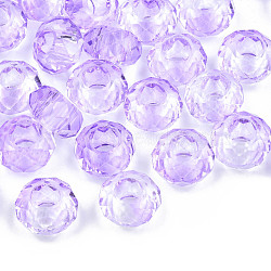 Glass European Beads, Large Hole Beads, No Metal Core, Rondelle, Lilac, 14x8mm, Hole: 5mm(GDA007-31)