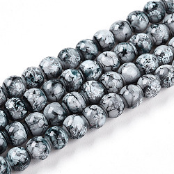 Baking Paint Glass Beads, Round, Light Steel Blue, 6~6.5mm, Hole: 1mm(X1-DGLA-N003-6mm-A06)