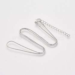 Brass Square Snake Chain Necklace Making, with Lobster Claw Clasps, Platinum, 18.5 inch(47.2cm), 1mm(X-MAK-T006-10A-P)