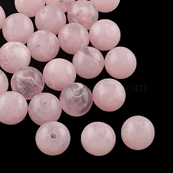 Round Imitation Gemstone Acrylic Beads, Pearl Pink, 8mm, Hole: 2mm, about 1700pcs/500g(OACR-R029-8mm-25)