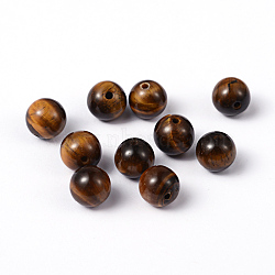 Natural Tiger Eye Beads, Grade A, Round, Goldenrod, 8mm, Hole: 1mm(X-G-G099-8mm-4)