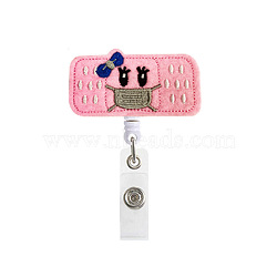 Medical Theme Cloth & ABS Plastic Retractable Badge Reel, ID Card Badge Holder, for Nurses Students Teachers, Rectangle, 85mm(PW-WG36695-01)