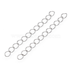 Iron Chain Extender, Curb Chains, Nickel Free, Platinum, 50mm, Link: 5~5.5x3.5~4x0.5mm(X-IFIN-T007-10P-NF)