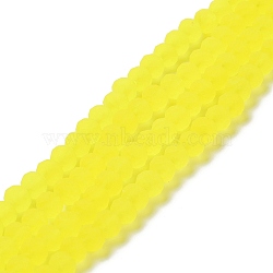 Transparent Glass Beads Strands, Faceted, Frosted, Rondelle, Yellow, 3.5mm, Hole: 1mm(EGLA-A034-T3mm-MD29)