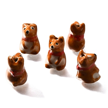 Handmade Porcelain Beads, Police Dog, Sienna, 18.5~19.5x12~12.5x13~13.5mm, Hole: 1.6~1.8mm