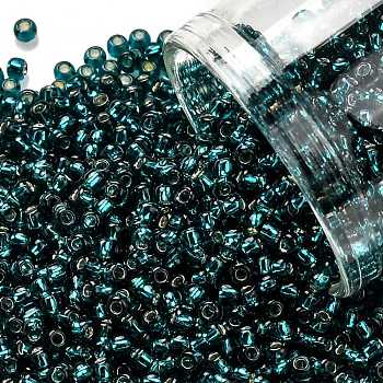 TOHO Round Seed Beads, Japanese Seed Beads, (27BD) Silver Lined Teal, 11/0, 2.2mm, Hole: 0.8mm, about 5555pcs/50g