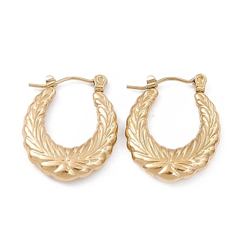304 Stainless Steel Wheat Ring Thick Hoop Earrings for Women, Golden, 23.5x19x3.7mm, Pin: 0.7mm