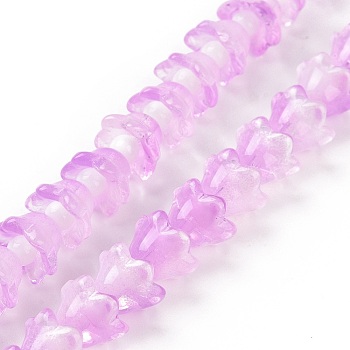 Transparent Glass Beads Strands, Flower, Plum, 11~12x7.5~8mm, Hole: 1.4mm, about 50pcs/strand, 11.42''(29cm)