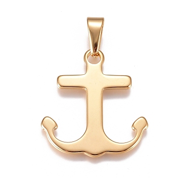 304 Stainless Steel Pendants, Anchor, Golden, 31x29x1.5mm, Hole: 10x4mm