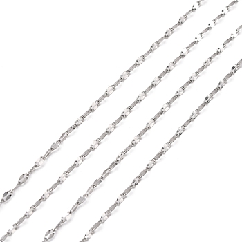 304 Stainless Steel Cable Chains, Dapped Chains, Soldered, Decorative Chains, with Flat Oval Connector, Stainless Steel Color, 2.3x4mm