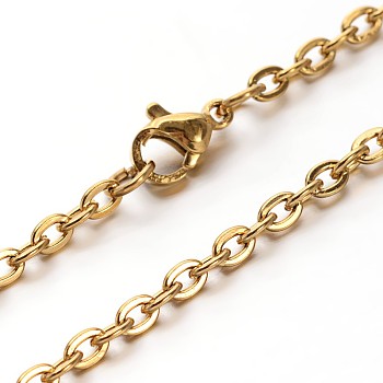 304 Stainless Steel Cable Chains Necklaces, with Lobster Clasps, Golden, 29.5 inch(74.9cm)