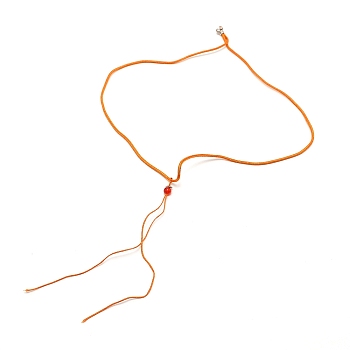 Nylon Pendant Cord Loops, with Slide Glass Bead, Dark Orange, 445~477x2mm