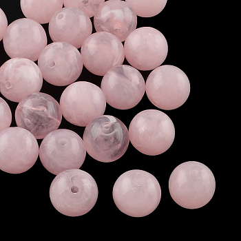 Round Imitation Gemstone Acrylic Beads, Pearl Pink, 8mm, Hole: 2mm, about 1700pcs/500g