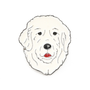 Dog Enamel Pin with Brass Butterfly Clutches, Alloy Badge for Backpack Clothing, Pyrenean Mountain Dog, 24.5x21.5x10mm, Pin: 1.1mm