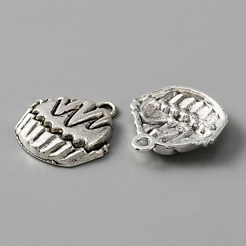 TIbetan Style Alloy Pendants, Cake, Antique Silver, 20x19x4mm, Hole: 2mm