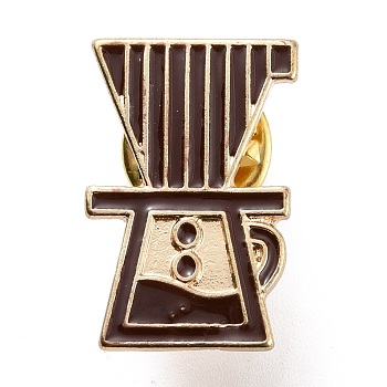 Coffee Maker Enamel Pin, Light Gold Plated Alloy Badge for Backpack Clothes, Coconut Brown, 23.5x15.5x1.5mm