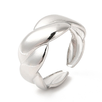 304 Stainless Steel Twist Rope Shape Open Cuff Ring for Women, Stainless Steel Color, US Size 6 3/4(17.1mm)