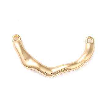 Brass Pendants, Curved Bar Charm, Real 18K Gold Plated, 11.5x21.5x3mm, Hole: 1mm