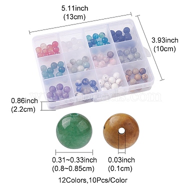 120шт. 12 стили круглые бусины из смешанных драгоценных камней(G-FS0005-74)-4