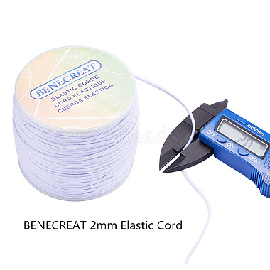 BENECREAT 2mm 50 Yard Elastic Cord Stretch Thread Beading Cord Fabric Crafting String (2mm, White)