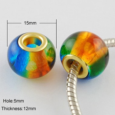 Mixed Large Hole Rondelle Two Tone Spray Painted Glass European Beads(X-GPDL-R003-M2)-2