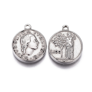 304 Stainless Steel Coin Pendants(STAS-F207-09P)-2