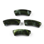 Opaque Two Tone Color Acrylic Beads, Curved Tube, Dark Green, 34.5x13x11mm, Hole: 3mm(X-MACR-ZX023-01B)