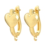 Brass Hoop Earring Findings, Heart, with Loop, Rack Plating, Long-Lasting Plated, Lead Free & Cadmium Free, Golden, 22.5x17x11mm, Hole: 1.5mm, Pin: 1mm(KK-K340-40G)