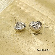 Non-Tarnish 304 Stainless Steel Stud Earrings, Heart, Stainless Steel Color, 12x14mm(EJEW-S230-01P)