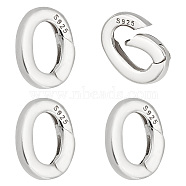 Elite 4Pcs 925 Sterling Silver Spring Gate Rings, Oval with 925 Stamp, Silver, 10x7x2mm, Hole: 6x4mm(STER-PH0001-53)