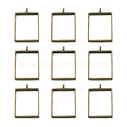 Alloy Open Back Bezel Big Pendants, For DIY UV Resin, Epoxy Resin, Pressed Flower Jewelry, Rectangle, Antique Bronze, 29x20x5mm, Hole: 2.2mm(PALLOY-TA0021-02AB)