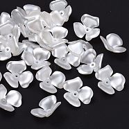 Flower Imitation Pearl Acrylic Bead Caps, 3-Petal, White, 22x6.5mm, Hole: 1mm(X-OACR-L004-7226)