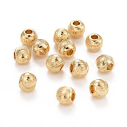 Eco-Friendly Brass Cat Eye Beads, Large Hole Beads, Long-Lasting Plated, Lead Free & Cadmium Free, Real 24K Gold Plated, 6x5mm, Hole: 2.2mm(X-KK-M225-25G-C)