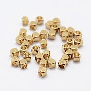 Brass Spacer Beads, Nickel Free, Cube, Raw(Unplated), 3x3mm, Hole: 1.8mm(KK-P095-30-B)