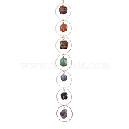 Chakra Jewelry Natural Mixed Gemstone Pendant Decorations, with Brass Linking Rings, Golden, 387mm(HJEW-JM01686)