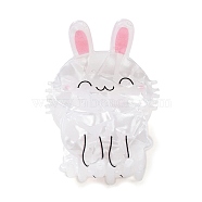 PVC Plastic Claw Hair Clips for Women, with Alloy Finding, Rabbit, White, 50x40x49mm(PHAR-D016-02D)