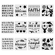 Large Plastic Reusable Drawing Painting Stencils Templates Sets, for Painting on Scrapbook Fabric Canvas Tiles Floor Furniture Wood, Word, 30x30cm, 12pcs/set(DIY-WH0172-080)