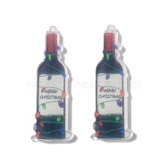 Translucent Acrylic Big Pendants, Wine Bottle Charms, Black, 50x18x2.5mm, Hole: 1.5mm(TACR-G023-B02)