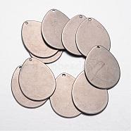 304 Stainless Steel Pendants, Stamping Blank Tag Pendants, teardrop, Stainless Steel Color, 29x21.5x1mm, Hole: 1.5mm(STAS-G062-07)