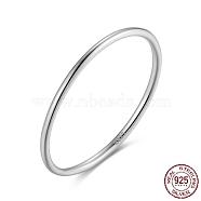 Rhodium Plated 925 Sterling Silver Thin Finger Rings, Stackable Plain Band Ring for Women, with S925 Stamp, for Mother's Day, Real Platinum Plated, 1mm, US Size 8(18.1mm)(RJEW-C064-03D-P)