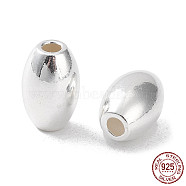 925 Sterling Silver Bead, Rice, Silver, 8x5mm, Hole: 1.6mm(STER-H106-03C-S)