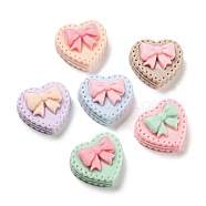 Macaron Color Opaque Resin Cabochons, Heart with Bowknot, Mixed Color, 15x16.5x8mm(RESI-Q227-01)