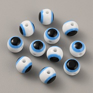 Plastic Beads, Round with Evil Eye, Blue, 7.5mm, Hole: 1.5mm(KY-TAC0005-08)