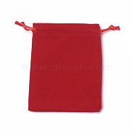 Velvet Packing Pouches, Drawstring Bags, Red, 12~12.6x10~10.2cm(TP-I002-10x12-05)