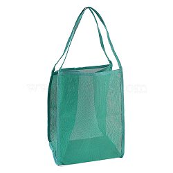Polyester Mesh Beach Bag, with Handle Mesh Beach Tote Bag Reusable Mesh Shopping Bag, for Travel Toys or Laundry, Dark Turquoise, 62.4~63cm(ABAG-H101-A03)