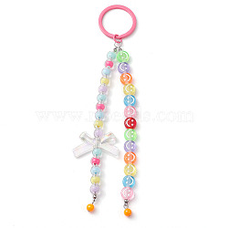 Acrylic Keychains, with Spray Painted Iron Split Key Rings, Smile Face, Colorful, 17cm(KEYC-JKC00803)